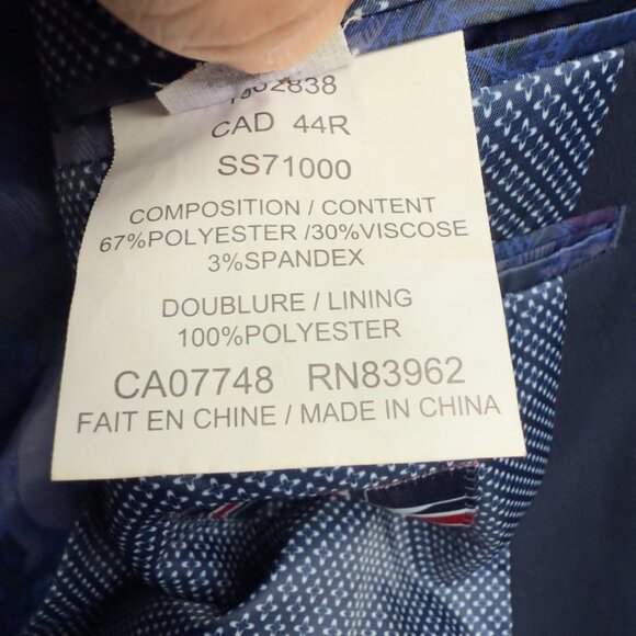 SOUL OF LONDON 2 Piece Slim Fit Dark Blue Suit Size Pants 37R Blazer 44R - Picture 9 of 11